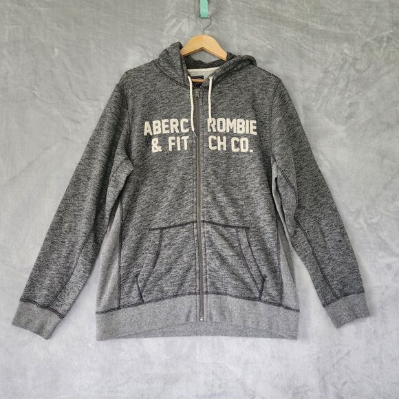 Abercrombie & Fitch Other - Abercrombie Fitch Hoodie Jacket Mens Medium Full Zip Patch Logo Spell Out Hooded